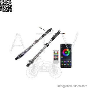 Pair 2FT RGB Spiral LED Whip Lights Antenna Chase W/Flag For Polaris RZR XP 1000 (Fits: Yamaha)