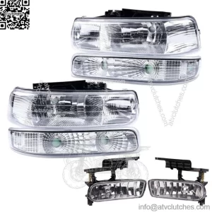Fit For 1999-2002 Chevy Silverado 2000-2006 Tahoe Suburban Headlights+Fog Lights (For: More than one vehicle)