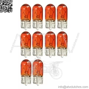 10Pcs Amber T10 501 194 Side Marker Light Glass Bulb Car Parts Halogen Bulbs 12V (For: More than one vehicle)