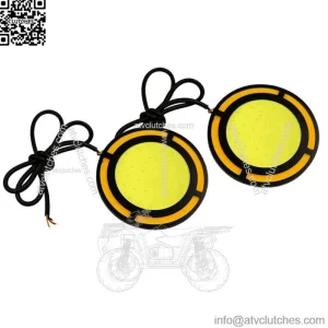 2x 73mm Round COB Car Parts Daytime Running Light LED Driving Lights White&Amber (For: More than one vehicle)