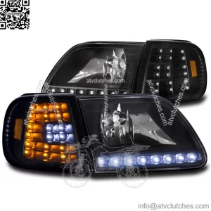 97-03 FORD F-150 EXPEDITION LED CRYSTAL HEAD LIGHTS+CORNER SIGNAL BLACK 00 01 02 (For: More than one vehicle)
