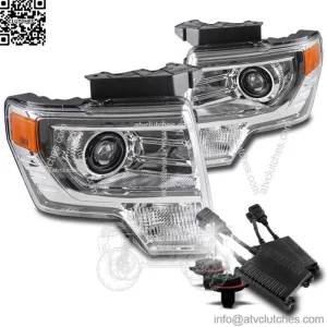 FOR 09-14 FORD F-150 CHROME PROJECTOR HEADLIGHTS LAMP W/50W 8K HID FACTORY STYLE (For: Ford F-150)