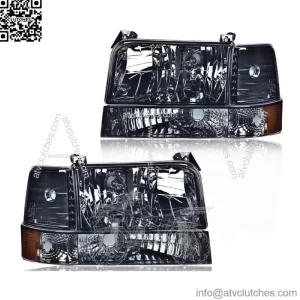 Fit For 1992-96 Ford F150/250/350 Bronco Headlights W/Corner Signal Bumpe 6PCS