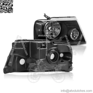 For 04-08 Ford F150 06-08 Lincoln Mark LT Headlights Assembly Black Headlamp Set (For: Ford F-150)