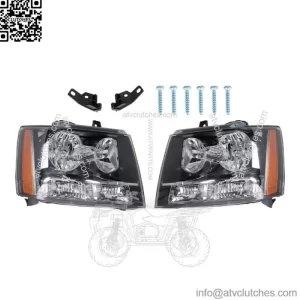 For 2007-14 Avalanche/Suburban/Tahoe Headlights Amber Corner Black Housing RH+LH