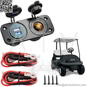Golf Cart Cigarette Lighter Outlet & Quick Charge 3.0 DC 12V Input Waterproof USB Charger Power Socket Adapter Dual USB Ports Panel Universal for EZGO Club Car Yamaha Golf Cart Models