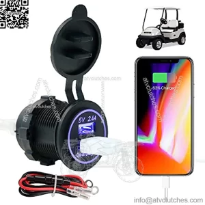 Golf Cart Dual USB Charger/USB Port/Quick Charge 3.0 USB Outlet Universal Fit EZGO Club Car and Yamaha, Also Fit Motorcycle,RV, ATV,Boat etc.12V~24V Input