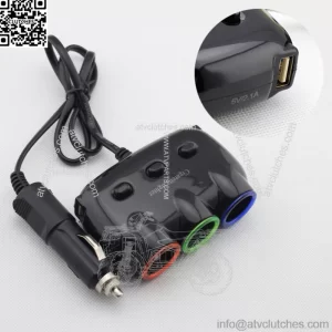 Car LED Cigarette Lighter Socket 3 Port Splitter Dual USB Charger Adapter Parts (For: Ford F-150)