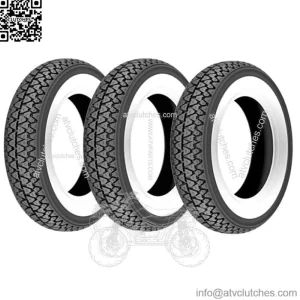 Set 3 Tyres Gommepiaggio Vespa Px 125 150 200 Band White 3.50.10 Vintage