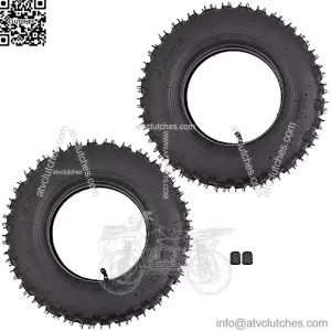 (2-Pack) 3.50-8" 3.50-8 Tire & Inner Tube Replacement for Mini Bike Trail Wheelbarrow Mower Garden Cart Handtruck, TR87 Angled Valve Stem