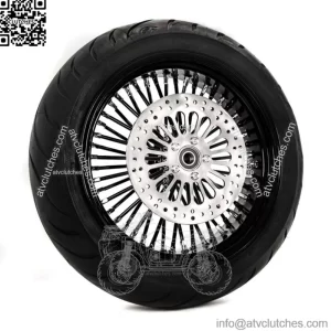 Black Out 18 X 3.5 48 Fat King Spoke Rear Wheel Rim BW Tire Rotor Package Harley (For: Harley-Davidson)
