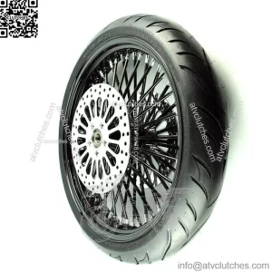 Black 21 X 3.5 52 Fat Spoke Mammoth Front Wheel 120 Tire Package Harley Touring (For: Harley-Davidson)