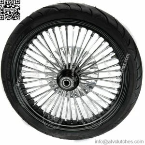 21 3.5 Black Rim 46 Fat King Spoke Front Wheel Package BW Single Disc Harley 08+ (For: Harley-Davidson)