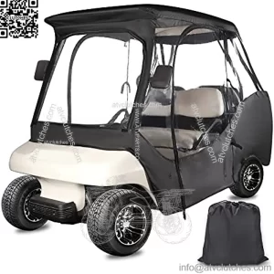 4 Passenger Golf Cart Enclosure for Club Car DS, Waterproof Windproof Portable Transparent Golf Cart Driving Enclosure Storage Cover Black (Tailight Can Be Seen)