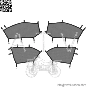 4 Pcs Black Window Nets Set 4 Door for 2017-2023 Can Am Maverick X3 Max 4 Door