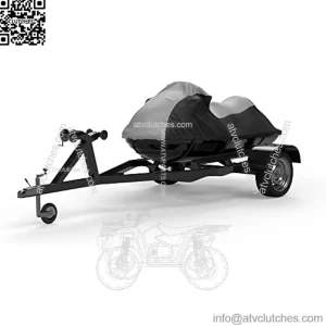 Weatherproof Jet Ski Cover Compatible with 2009-2016 Yamaha Wave Runner FZR - Gray/Black Color - Trailerable - Protects from Rain, Sun, and More! Includes Trailer Straps and Storage Bag