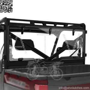 UTV Rear Windshield Polycarbonate for Polaris Ranger XP 900 /1000 /Crew 2017-23