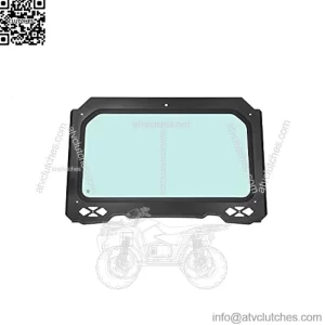 Full Glass Windshield W/Wiper Compatible with 2014-2018 Polaris RZR 900 1000 Trail, S, XP Turbo Black Frame