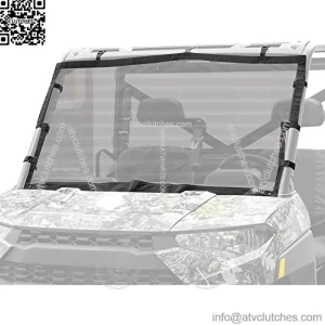 KEMIMOTO UTV Soft Window Anti-UV Breathable Net Mesh Front Windshield Compatible with 2018-2023 Polaris Ranger 1000 XP/CREW, 2013-2019 Ranger 900/XP Sunshade Soft Wind Screen Accessories No Flapping