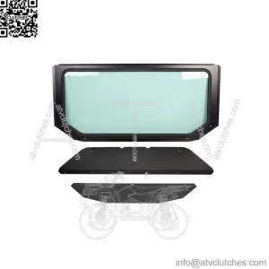 For 17-23 Can Am Maverick X3 Full Glass Windshield W/ Sun Visor UV Protect