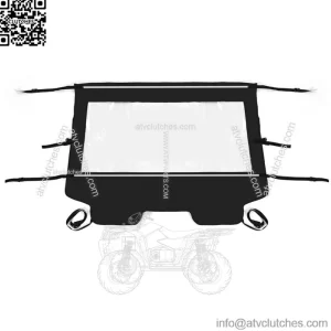 For Kawasaki TERYX 4 800 2014-23 Sailcloth Vinyl Rear Windshield W/ Clear Window (For: Kawasaki Teryx4 800)