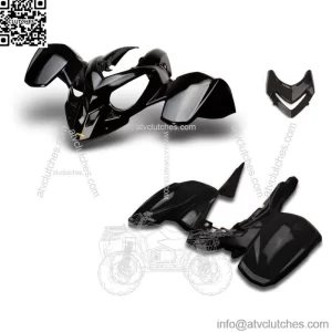 NEW POLARIS PREDATOR 500 BLACK PLASTIC FRONT AND REAR FENDER SET