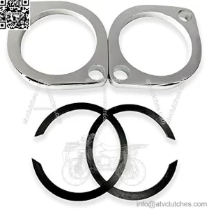 Exhaust Flange Kit with Retaining Rings For Harley Davidson 1984-2023 Touring, Dyna, Softail, Sportster, Evolution Big Twin, Evolution, and Twin Cam Models, Heavy Duty by (OEM Chrome)