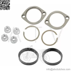 New Exhaust Flange Install Kit Pair Flanges Gaskets C-Clips Nuts Washers Harley (For: Harley-Davidson)