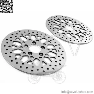 Polished 11.5" Mesh Spoke Stainless Front Rear Disc Brake Rotors Pair Set Harley (For: Harley-Davidson)