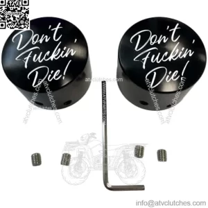 Don't Fuckin' Die Front Axle Cap Nut Covers Black in Color Compatible With Harley Davidson Touring Road King Road Glide Street Glide Ultra Dyna