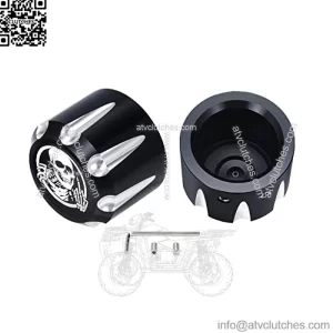 2 Pack Front Axle Nut Cover Axle Caps Set, Aluminum CNC Front Axle Nut Cover Cap Skull Style Compatible with 2002-2022 Harley Sportster Softail Electra Road Street Glide