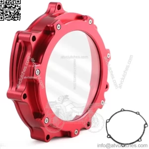 Billet Red Aluminum Clear Clutch Cover & Gasket for Yamaha YFZ450R 2006-2023