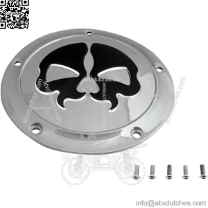 Drag Specialties Split Black Skull Derby Cover Accent Chrome 16+ Harley Touring (For: Harley-Davidson)