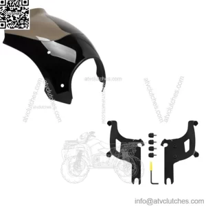Memphis Shades Bullet Fairing Windshield Black Mount Kit Harley Road King FL 04+ (For: Harley-Davidson)