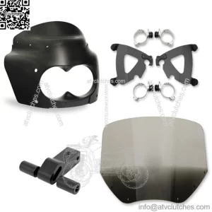 Memphis Shades Road Warrior Fairing Mount 11" Smoke Black Windshield Harley Dyna (For: Harley-Davidson)