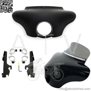 Memphis Shades Batwing Fairing 6.5" Smoke Windshield Black Mount Kit Harley Dyna (For: Harley-Davidson)