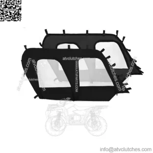 NEW BLACK+CLEAR Soft Upper Doors For 2012-2021 Kawasaki Teryx4 4 seat UTV models (For: Kawasaki Teryx4 800)
