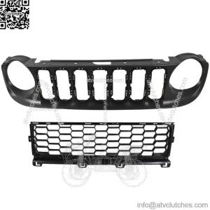 Replacement Black Bumper Upper & Lower Grille Grill For 2015-2019 Jeep Renegade
