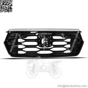 For Honda Pilot 2023 2024 Front Upper Grille Gloss Black Plastic+Chrome Trim