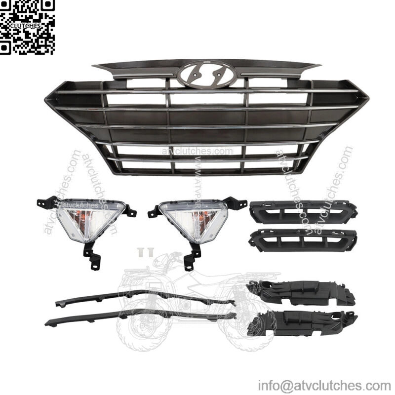 For Hyundai Elantra 2019-2020 Front Grille+Fog Lights Bracket Molding Set 9pcs - Image 2