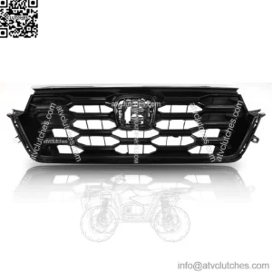 W/Chrome Trim Front Upper Grille For 2023-2024 Honda CRV Honeycomb Gloss Black