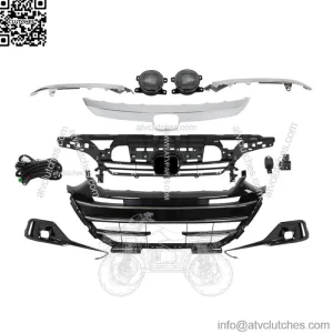 Upper Lower Grill W/Chrome Trim Covers Fog Light Set For 2021-2023 Honda Accord