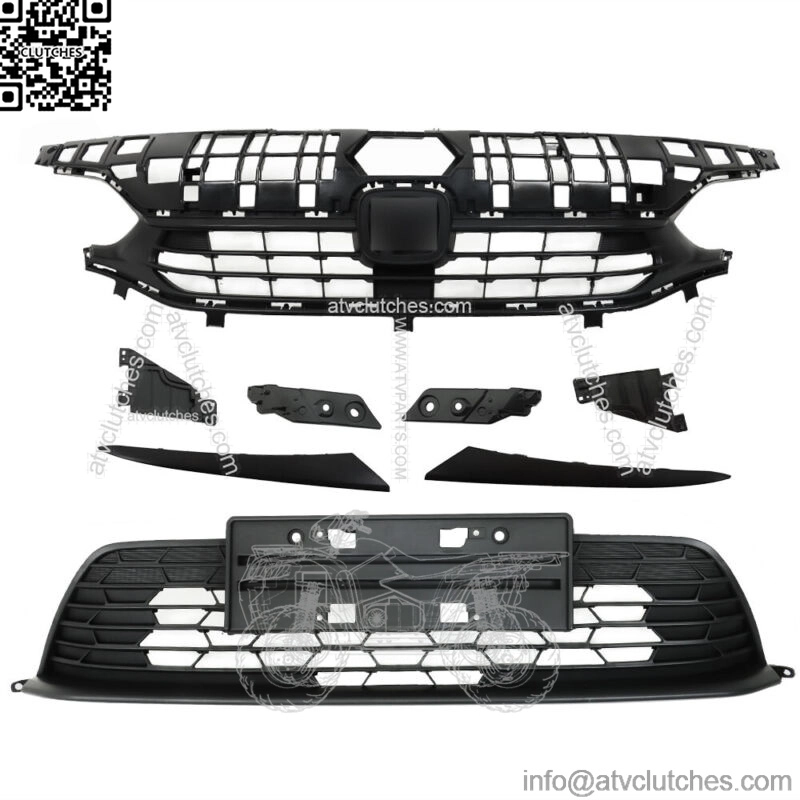 For 2022-2023 Honda Civic Front Bumper Upper&Lower Grill+Headlight Eyelid - Image 2
