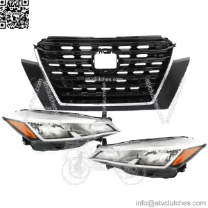 Front Upper Grille Assembly+Headlight Halogen For 2021-2023 Nissan Kicks S/SV