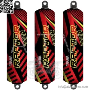 Red Black & Yellow Shock Covers for Yamaha Raptor YFM700 New Model [2025]