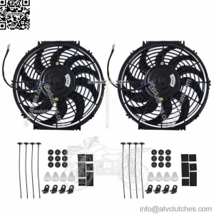2x 12" Electric Radiator Cooling Slim Fans Push Pull Mount 12V Universal