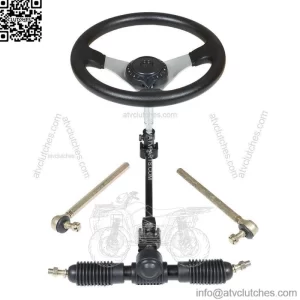 For 110cc Go Kart Cart Steering Wheel Kit Gear Rack Pinion Adjustable Shaft Set