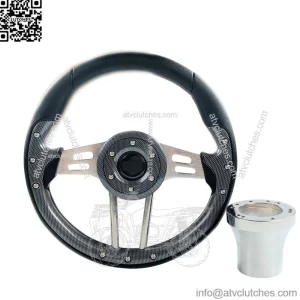 EZGO TXT RXV Golf Cart Steering Wheel Carbon Fiber W/ CHROME Hub Adapter