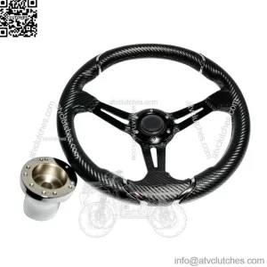 Club Car Precedent Golf Cart Steering Wheel 13 Inch Carbon Fiber w/ Adapter
