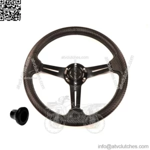 Carbon Fiber Wrapped Golf Cart Steering Wheel BLK Adapter for EZGO TXT/RXV